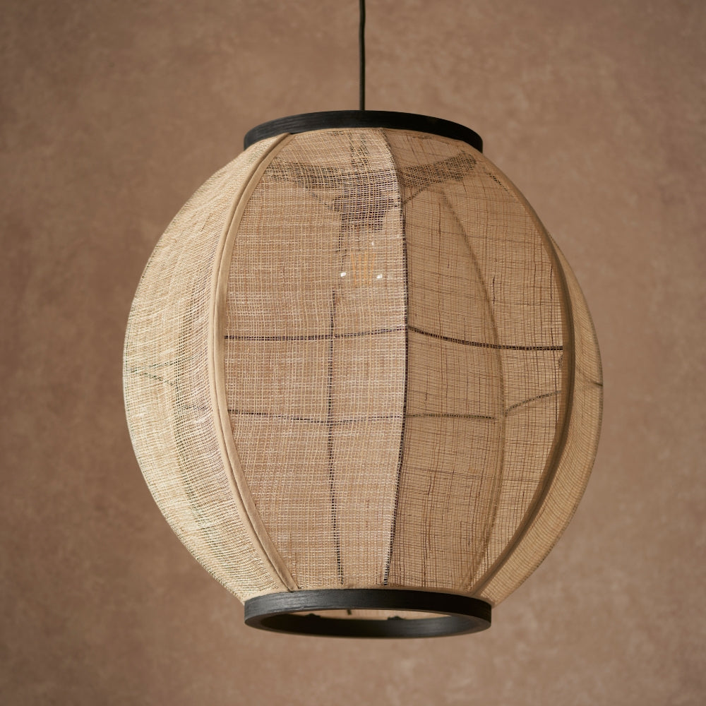 Amos Angarrack Bamboo Linen Pendant Light Round – from Amos Lighting + Home