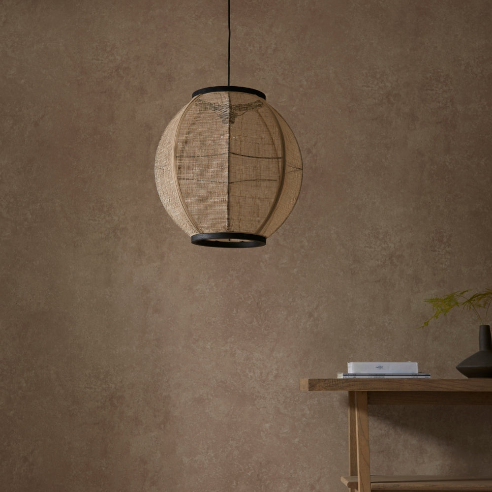Amos Angarrack Bamboo Linen Pendant Light Round – from Amos Lighting + Home