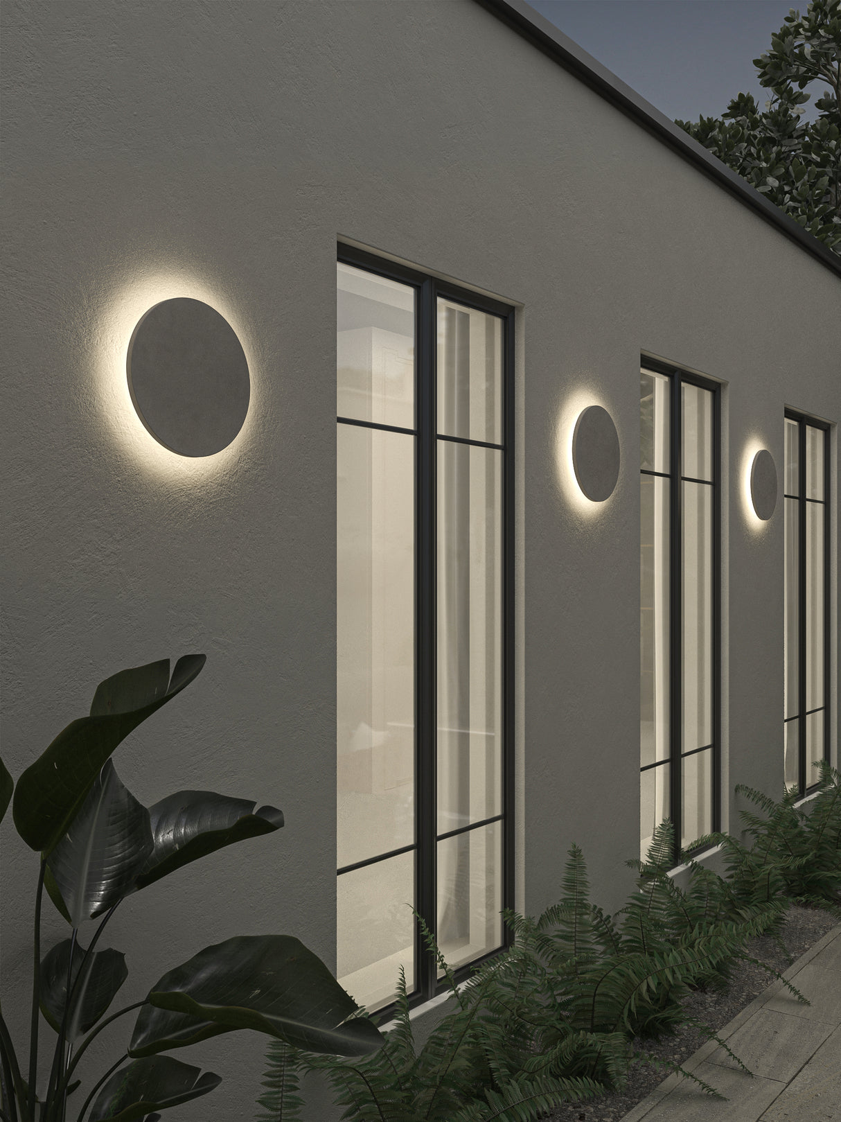 Astro Eclipse Round 300 LED Matt Concrete Coastal Wall Light