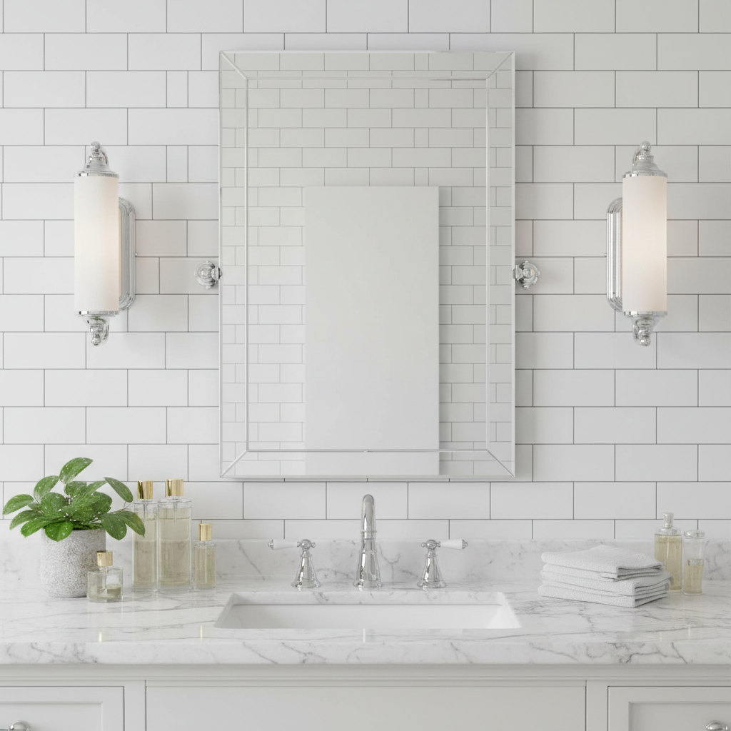 Franklite Barber Chrome Bathroom Light - Vanity Mirror