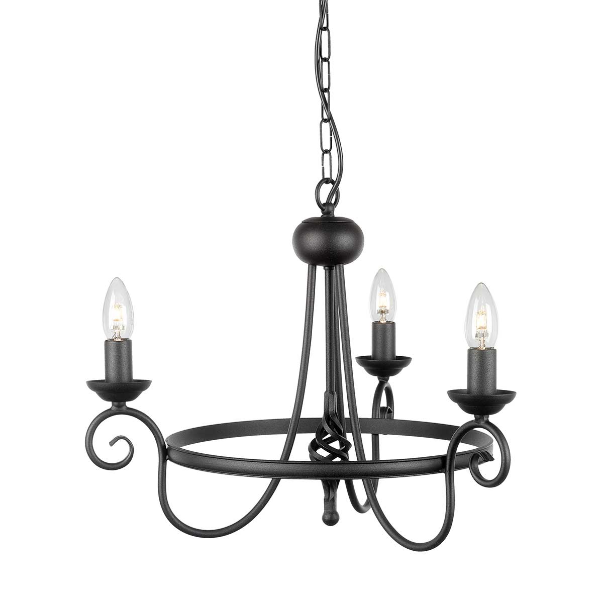 Elstead Harlech 3 Light Chandelier - Black