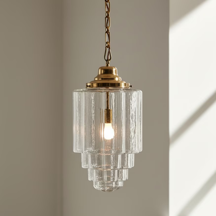 Soho Lighting Glasshouse Polished Brass Clear Art Deco Pendant Light