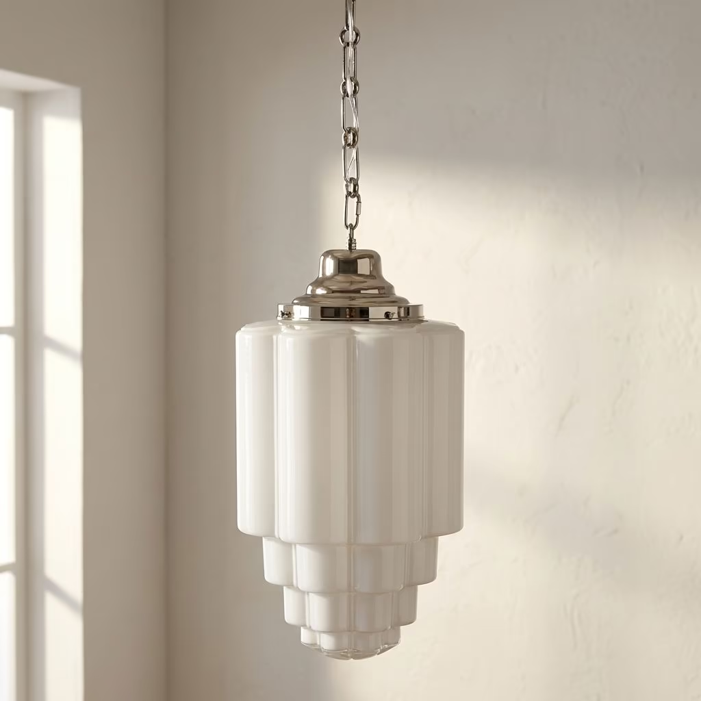 Soho Lighting Glasshouse Nickel Opal Art Deco Pendant Light