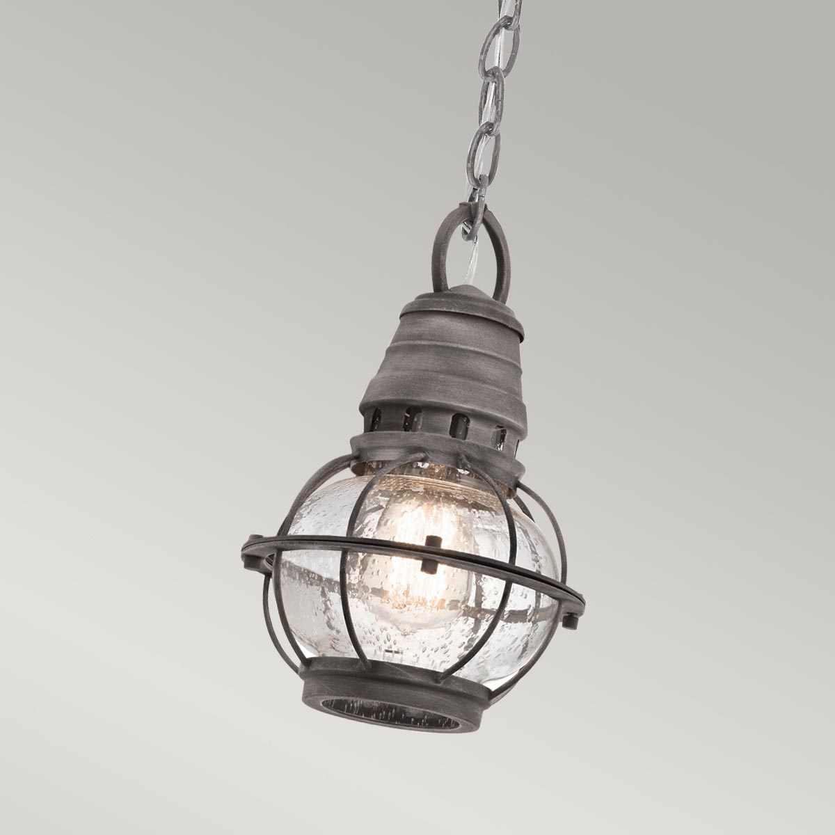 Kichler Bridge Point 1 Light Small Chain Lantern Grey
