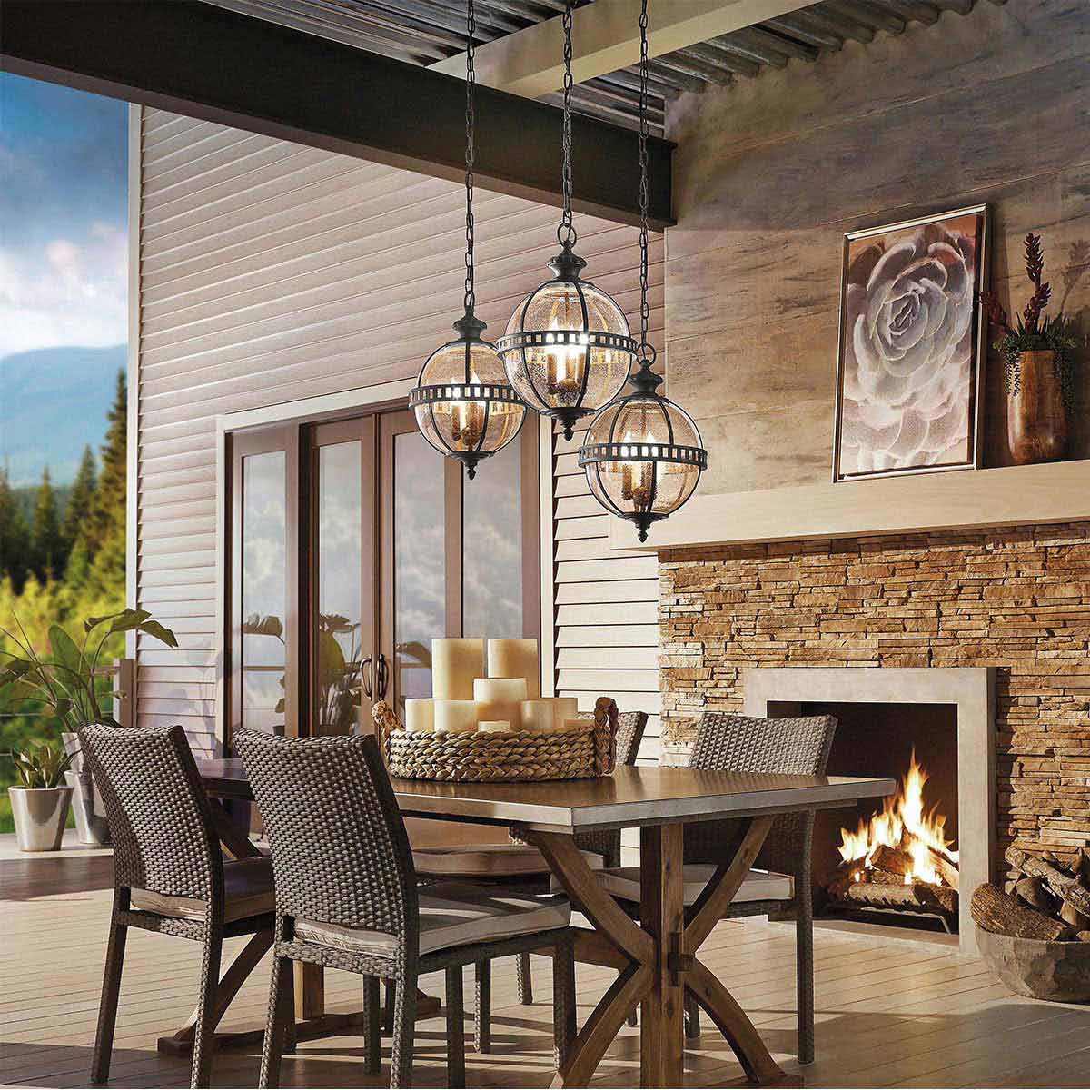 Kichler Halleron 3 Light Chain Lantern Grey