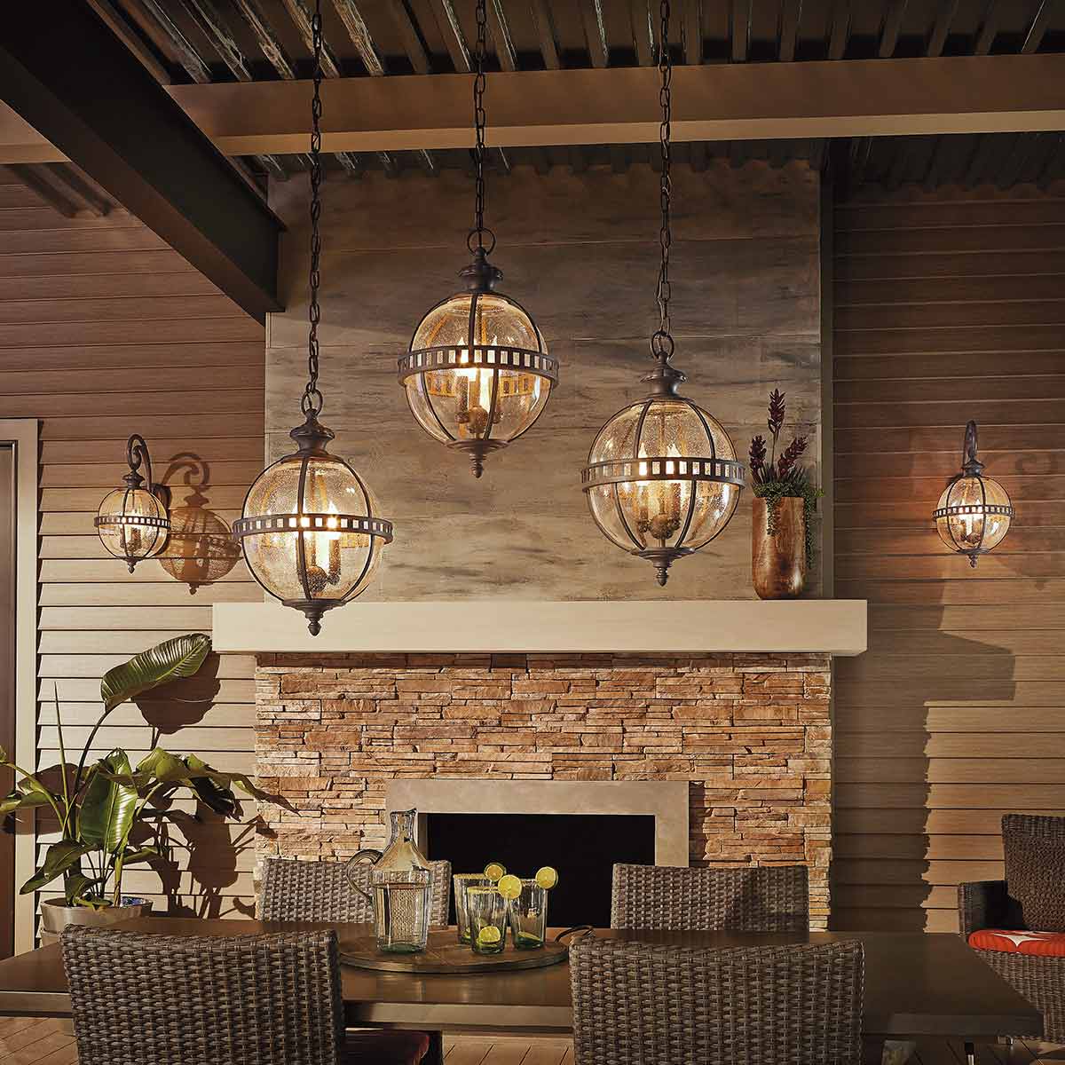 Kichler Halleron 3 Light Chain Lantern Grey