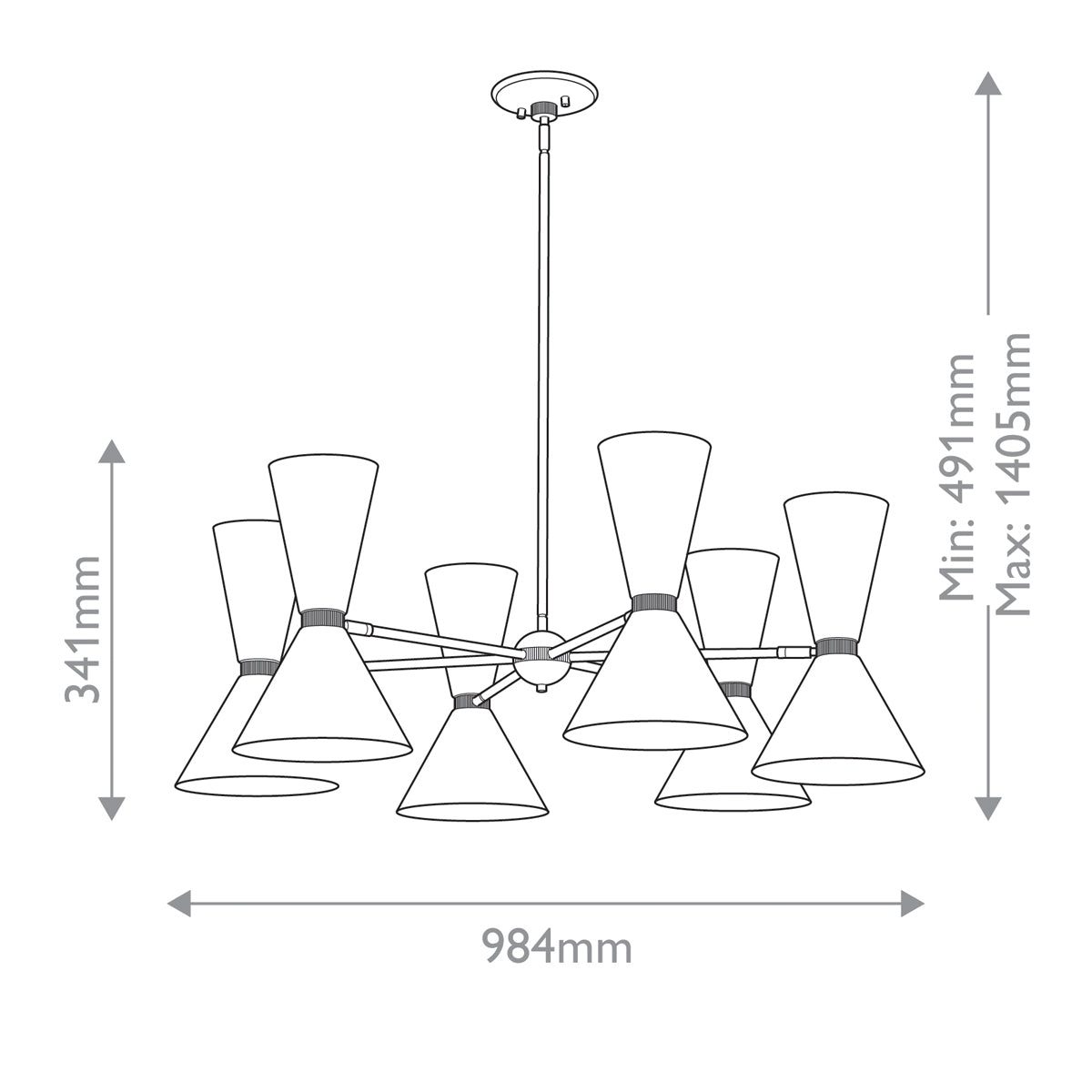 Kichler Phix 6 arm, 12 light up and down Chandelier