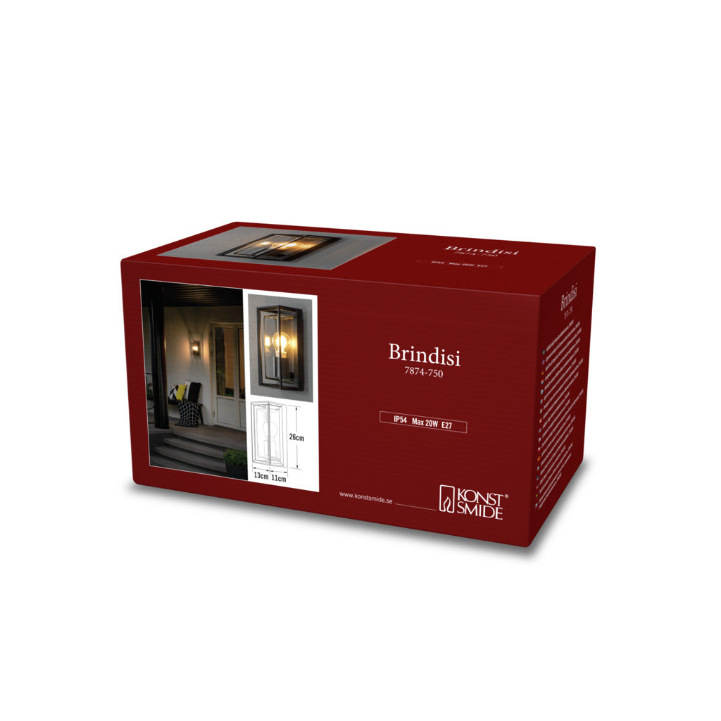 Konstsmide Brindisi Outdoor Wall Light Medium Black – from Amos Lighting + Home