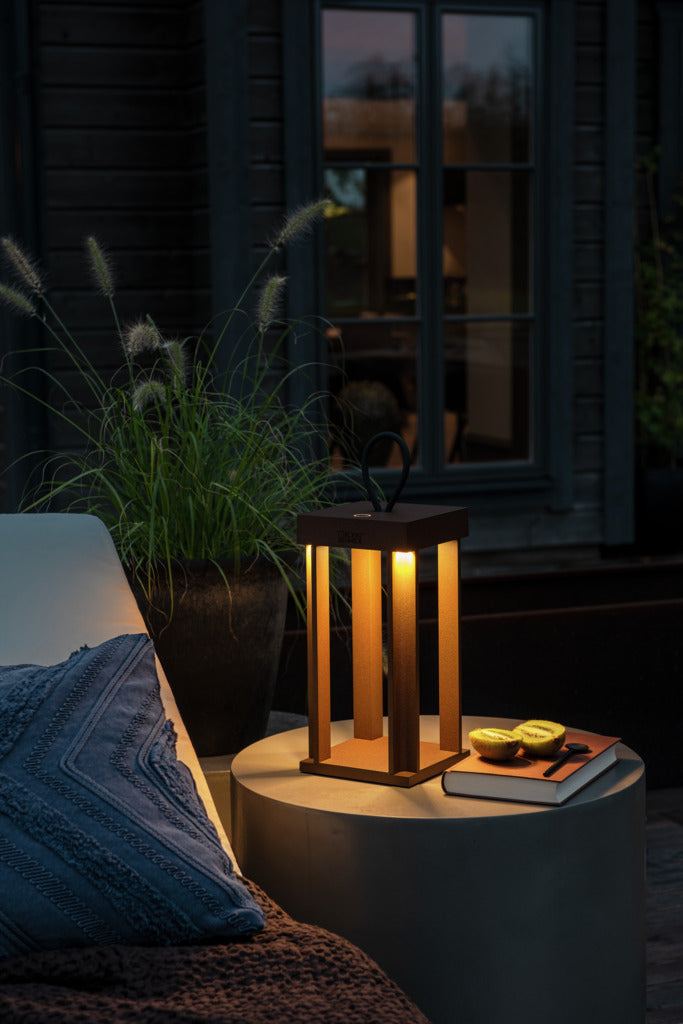 Konstsmide Cannes Outdoor USB Rechargeable Lamp Rust – from Amos Lighting + Home