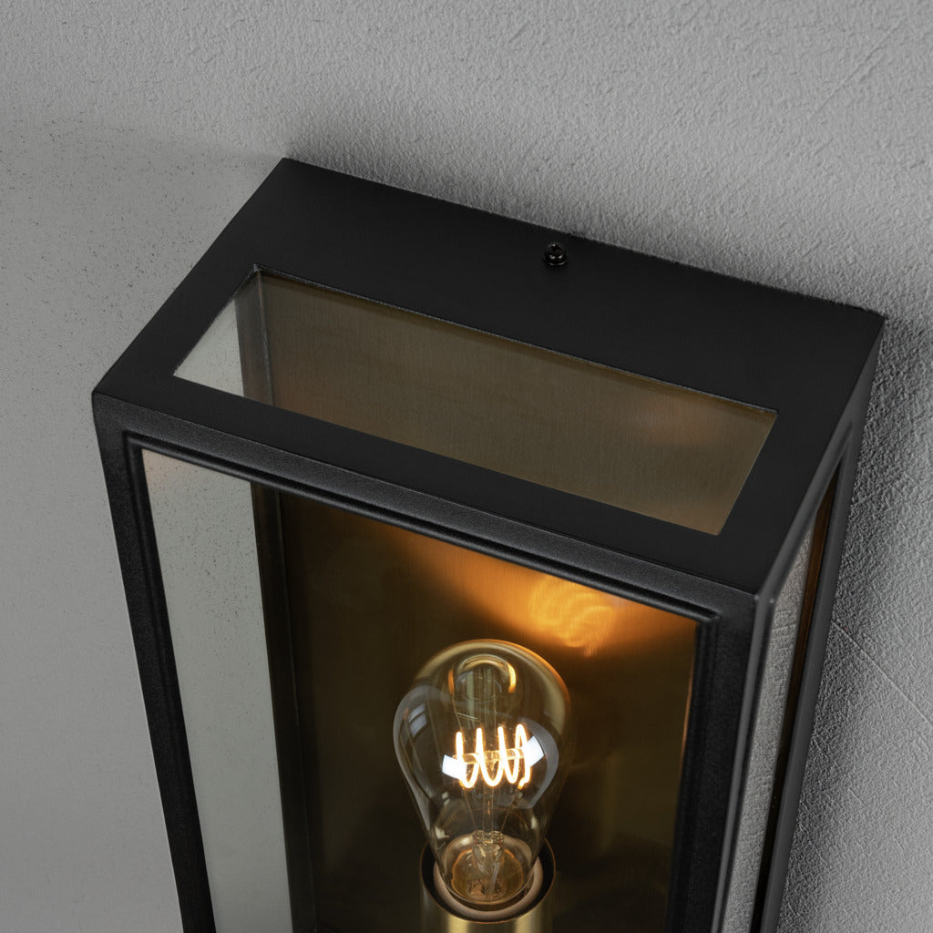 Konstsmide Capri Outdoor Wall Light Large, Black/Brass IP44 – from Amos Lighting + Home