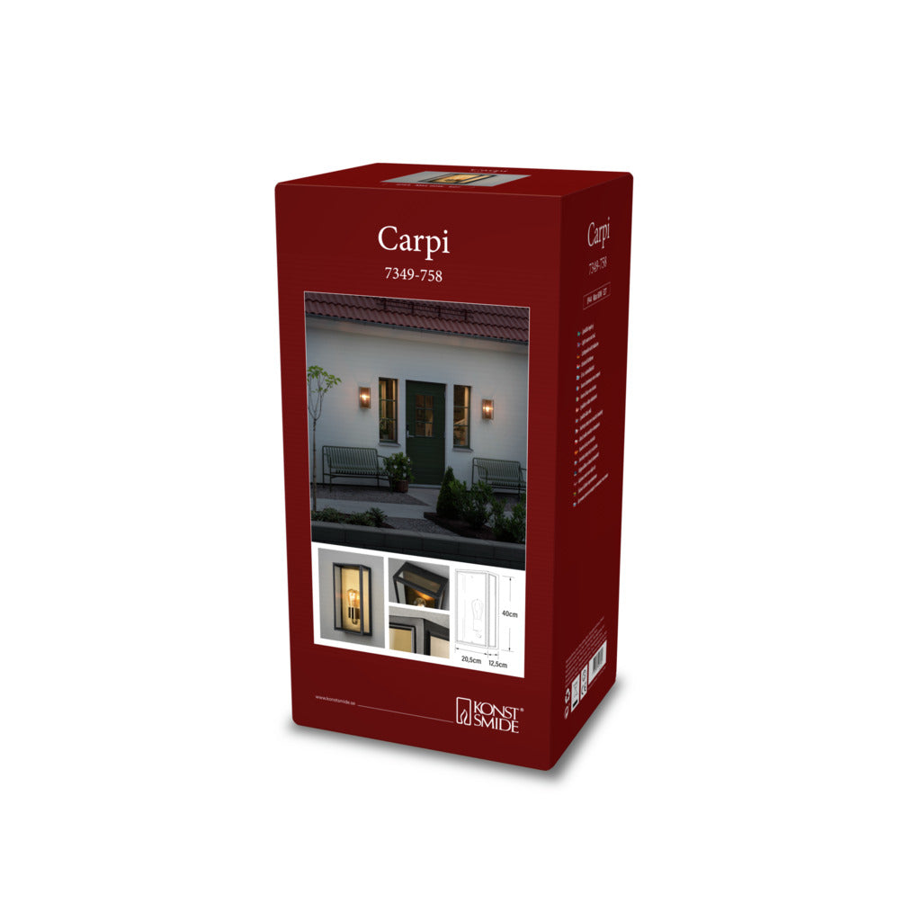 Konstsmide Capri Outdoor Wall Light Large, Black/Brass IP44 – from Amos Lighting + Home