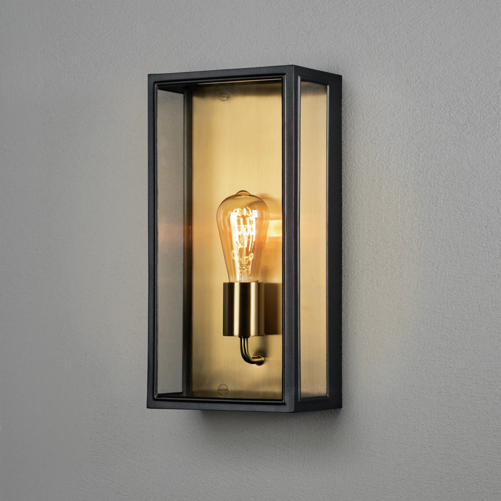 Konstsmide Capri Outdoor Wall Light Large, Black/Brass IP44 – from Amos Lighting + Home