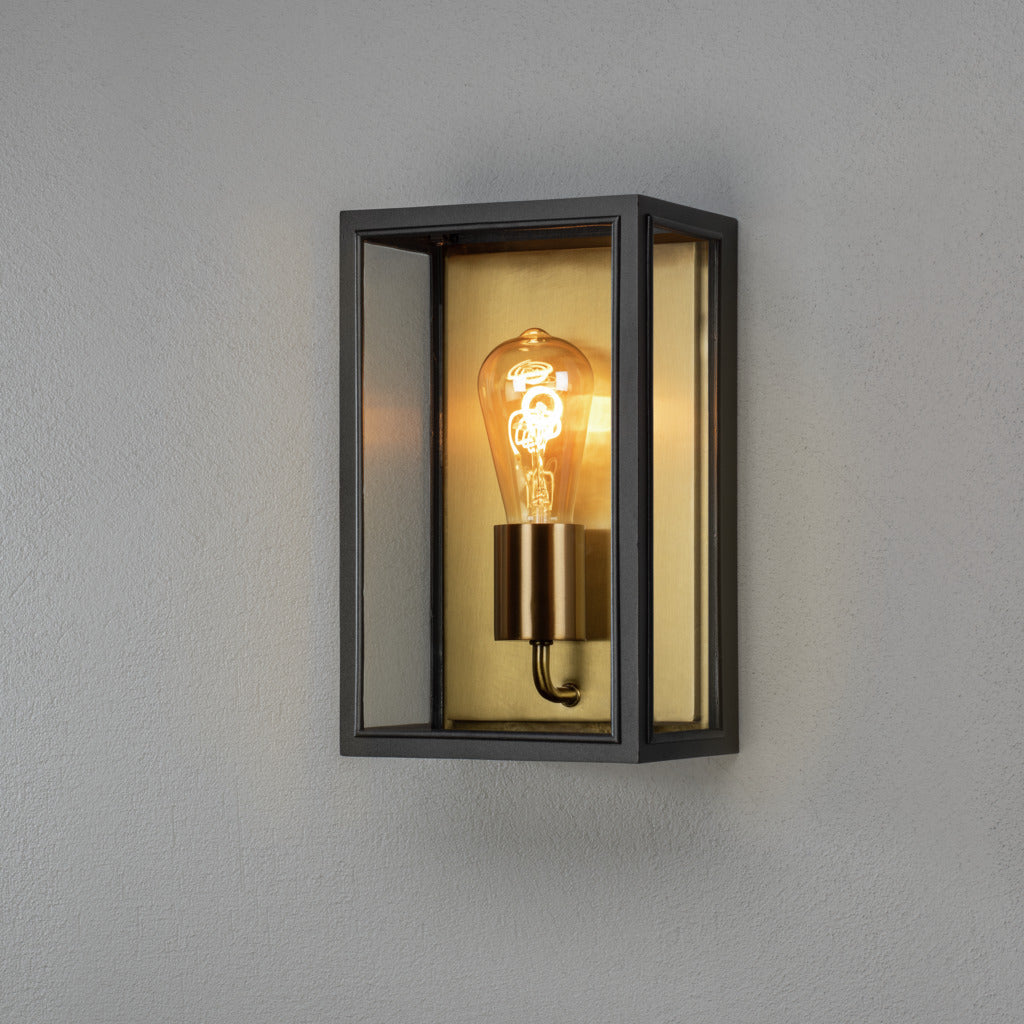 Konstsmide Capri Outdoor Wall Light Medium, Black/Brass IP44 – from Amos Lighting + Home