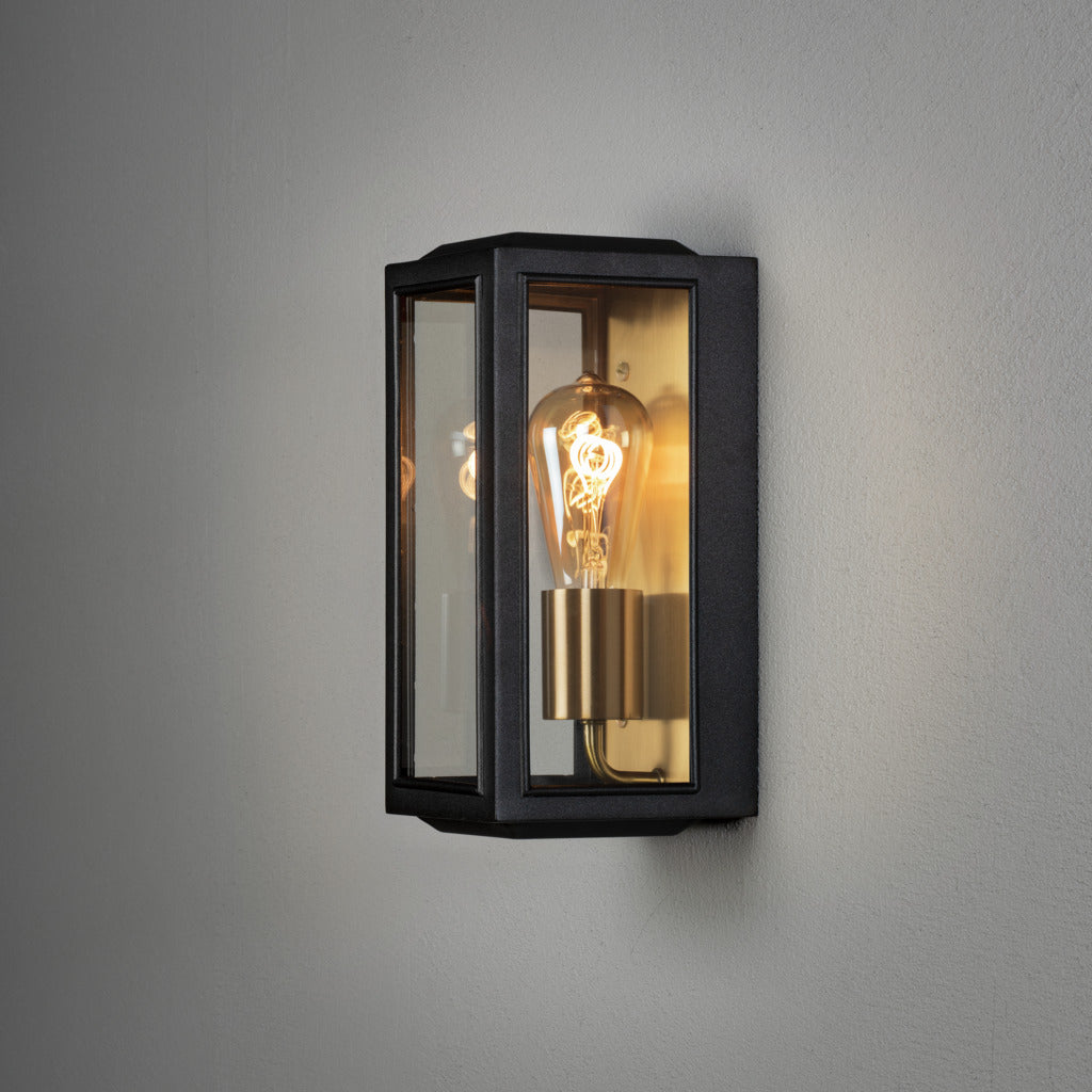 Konstsmide Capri Outdoor Wall Light Small, Black/Brass IP44 – from Amos Lighting + Home