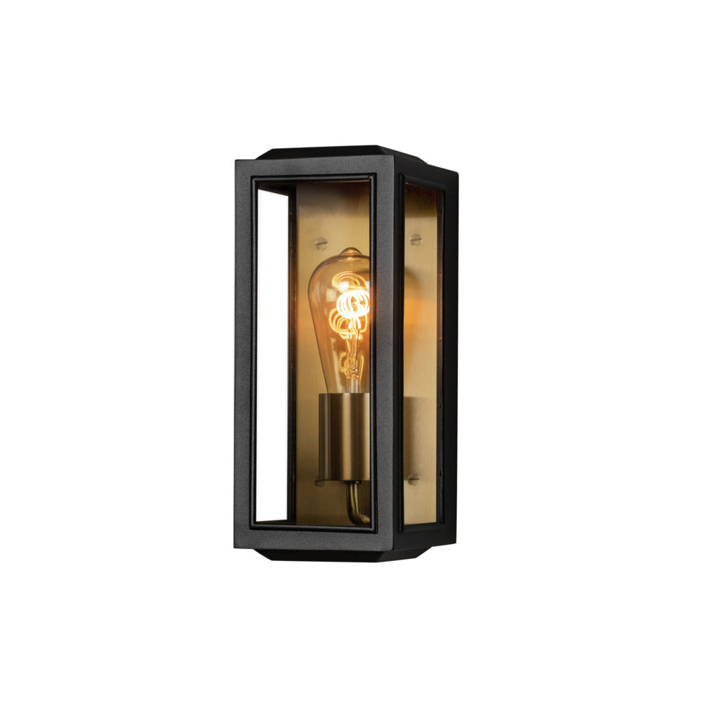 Konstsmide Capri Outdoor Wall Light Small, Black/Brass IP44 – from Amos Lighting + Home