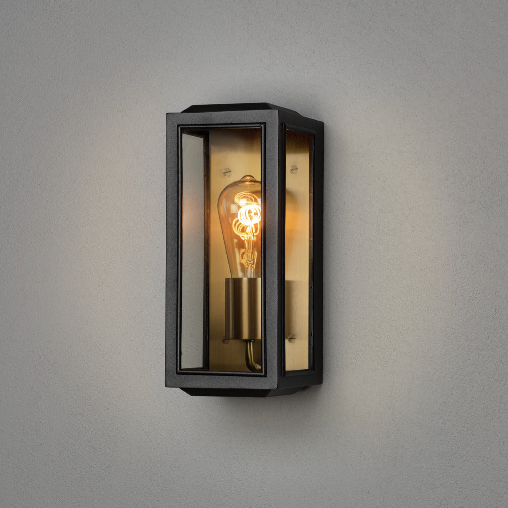 Konstsmide Capri Outdoor Wall Light Small, Black/Brass IP44 – from Amos Lighting + Home