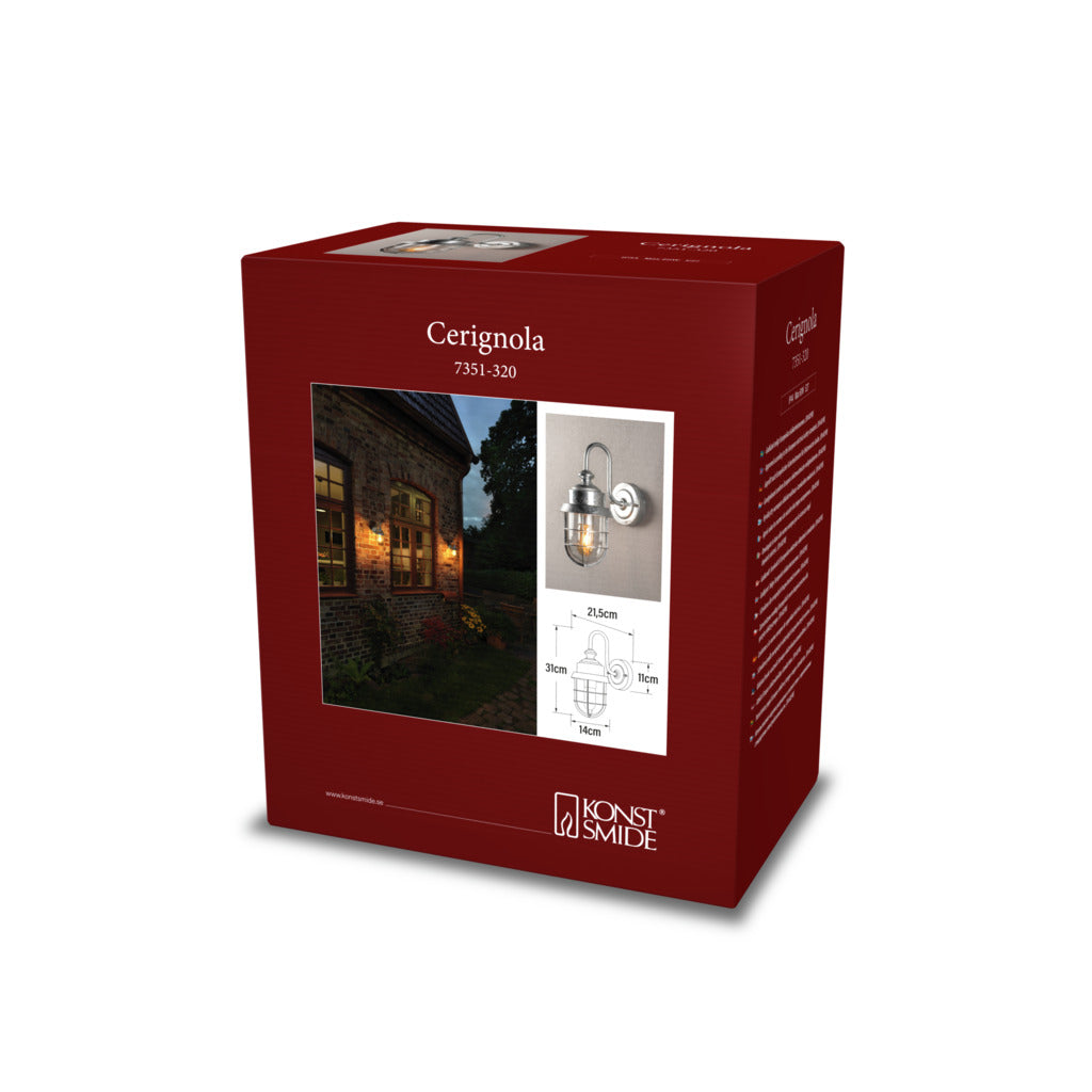 Konstsmide Cerignola Outdoor Wall Light Galvanised IP44 – from Amos Lighting + Home