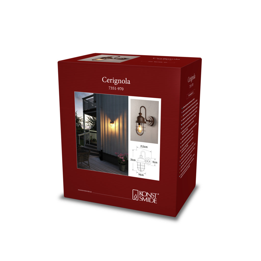 Konstsmide Cerignola Outdoor Wall Light Rust Coloured IP44 – from Amos Lighting + Home