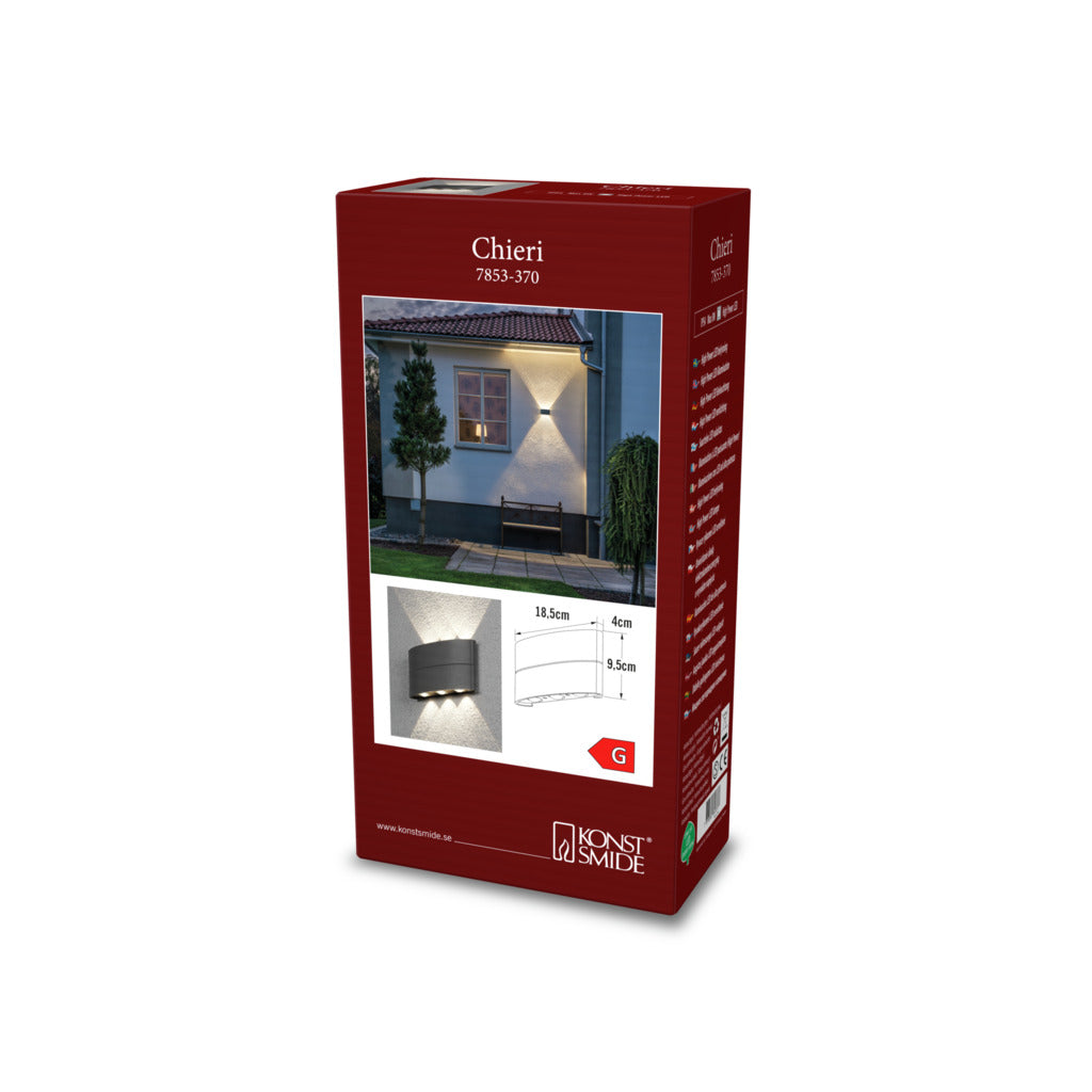 Konstsmide Chieri 6 LED Outdoor Wall Light Anthracite Grey – from Amos Lighting + Home