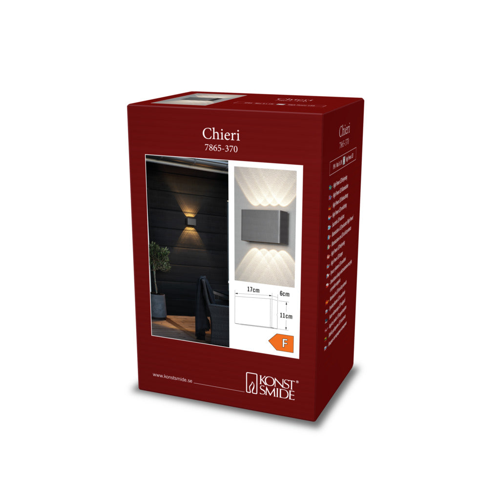 Konstsmide Chieri 8 LED Outdoor Wall Light Anthracite Grey – from Amos Lighting + Home