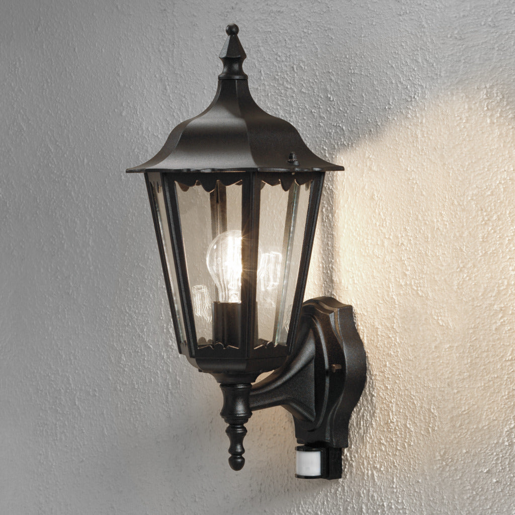 Konstsmide Firenze Outdoor Wall Light Black with PIR Sensor, IP44 – from Amos Lighting + Home