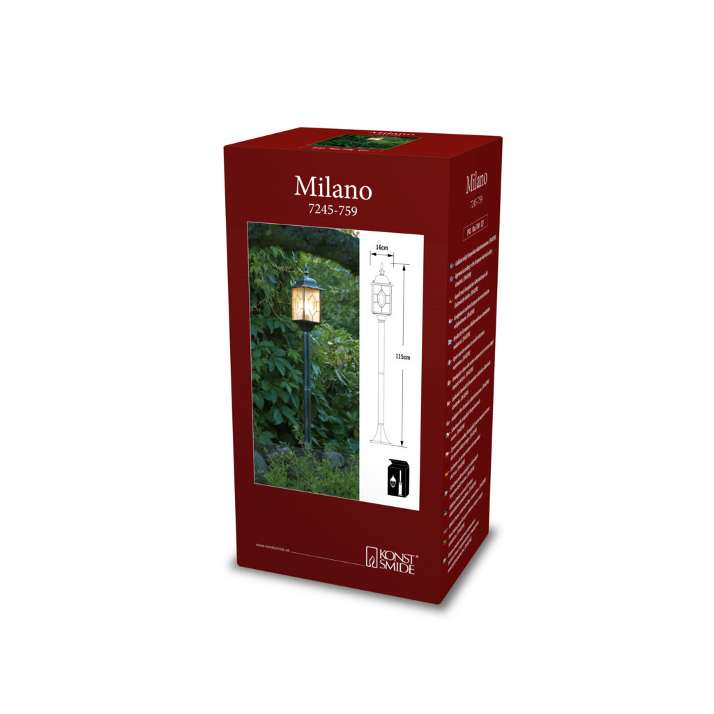 Konstsmide Milano Outdoor Bollard Black IP43 – from Amos Lighting + Home