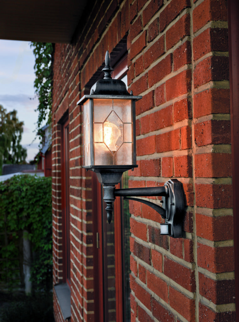 Konstsmide Milano Outdoor Wall Light Up Black with PIR Sensor, IP43 – from Amos Lighting + Home