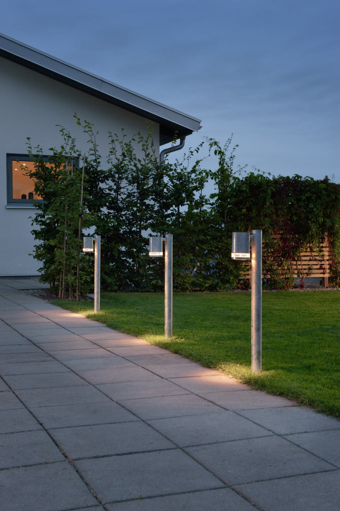 Konstsmide Modena Band Outdoor Bollard Galvanised – from Amos Lighting + Home