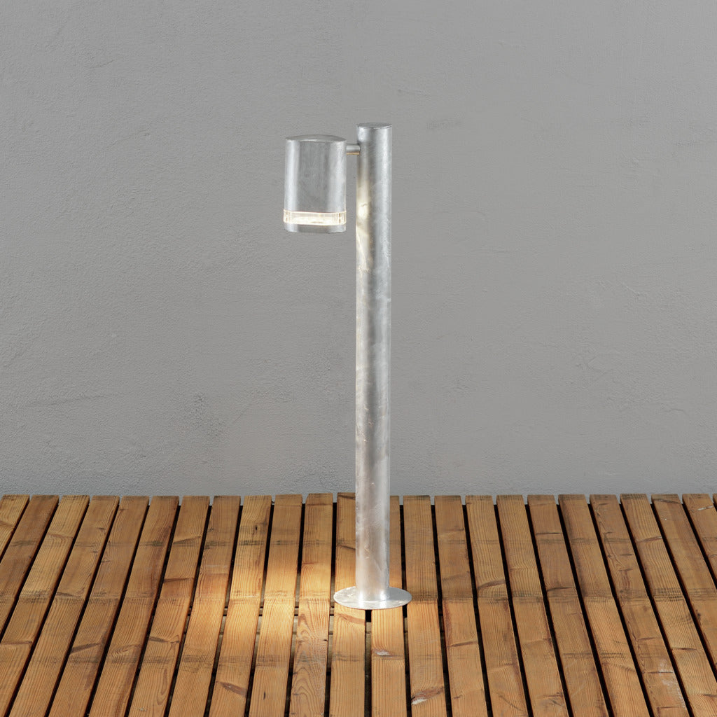 Konstsmide Modena Band Outdoor Bollard Galvanised – from Amos Lighting + Home