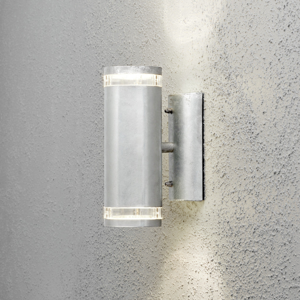 Konstsmide Modena Band Outdoor Twin Wall Light Galvanised – from Amos Lighting + Home
