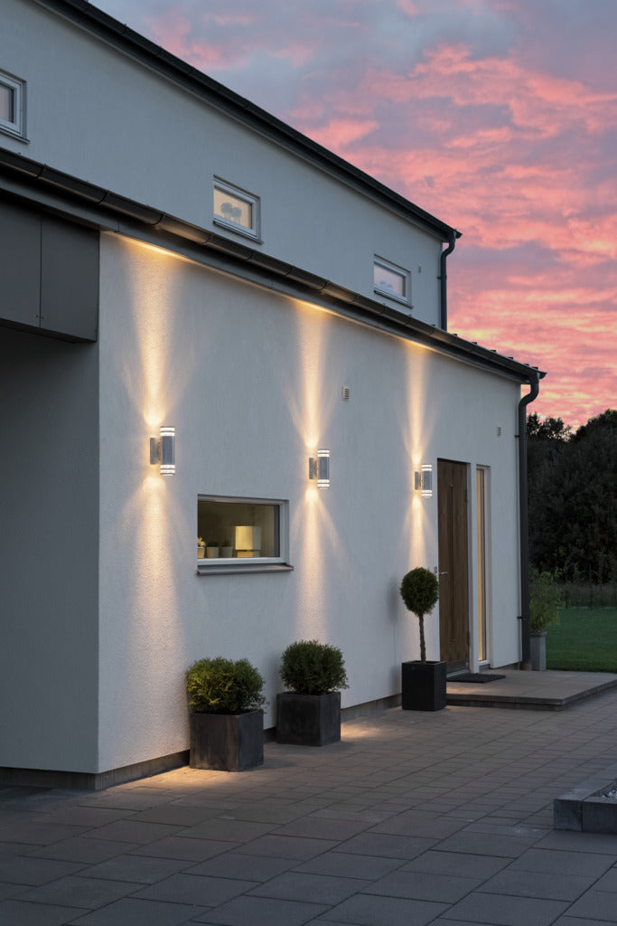 Konstsmide Modena Double Band Outdoor Twin Wall Light Galvanised – from Amos Lighting + Home