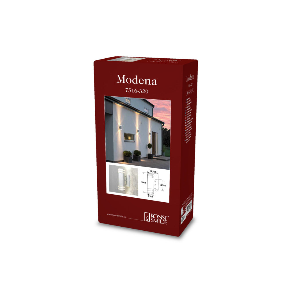Konstsmide Modena Double Band Outdoor Twin Wall Light Galvanised – from Amos Lighting + Home