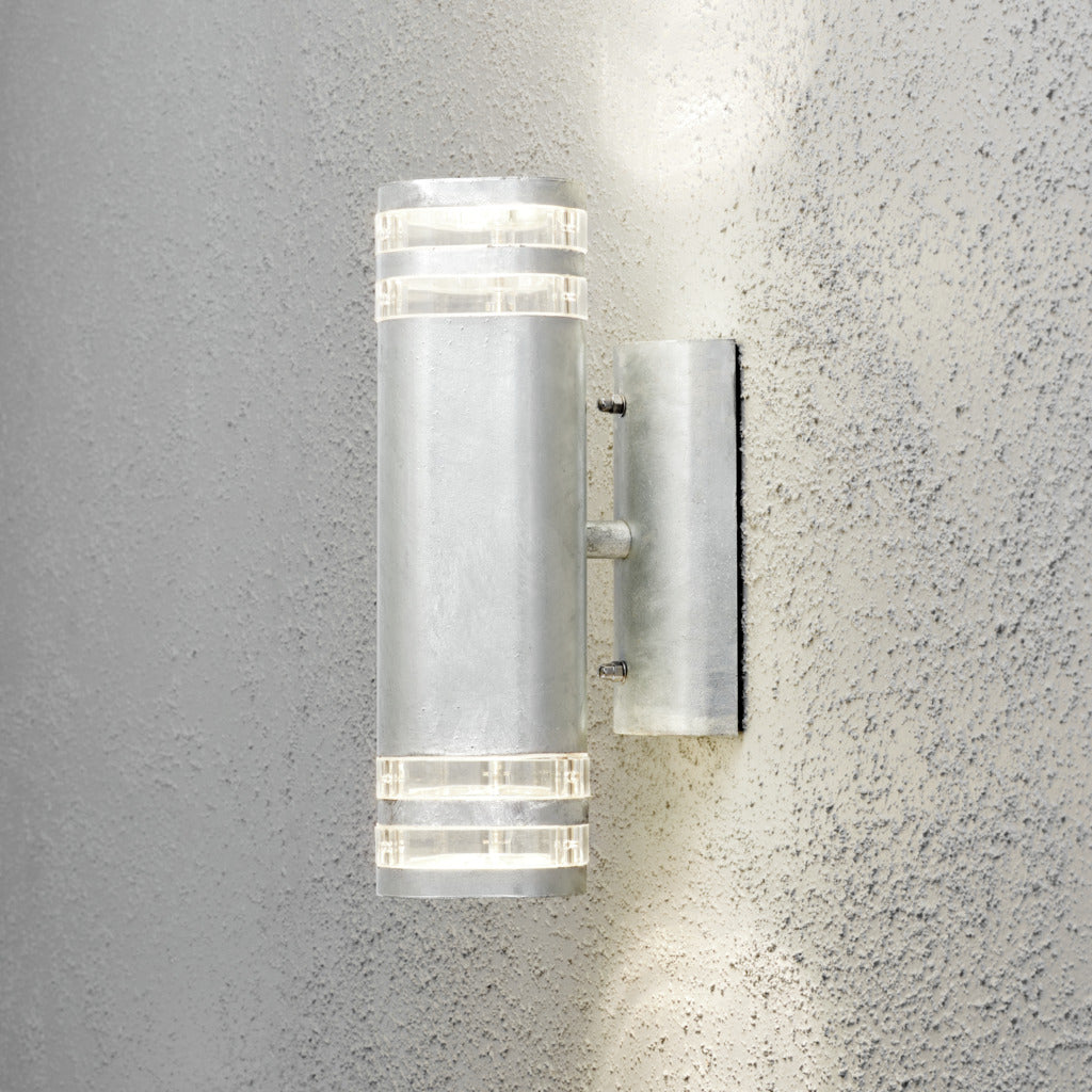 Konstsmide Modena Double Band Outdoor Twin Wall Light Galvanised – from Amos Lighting + Home