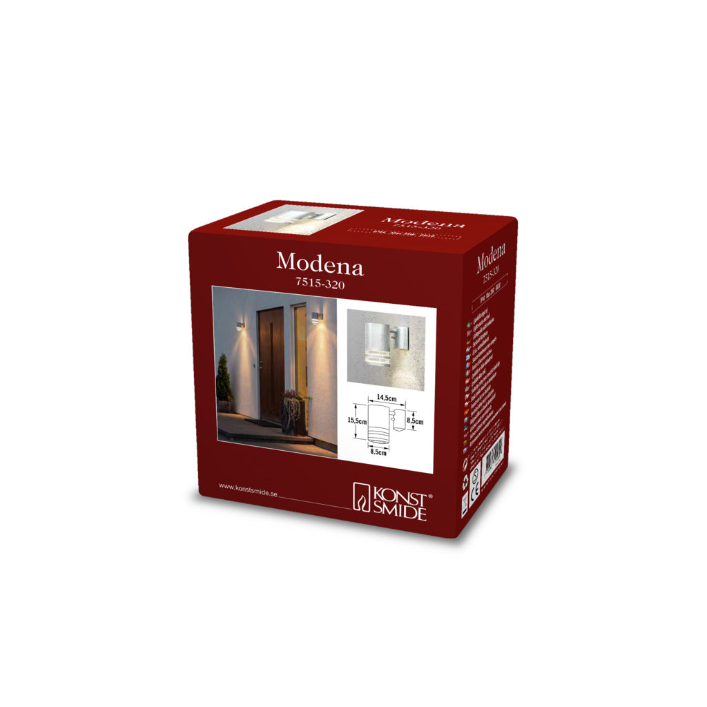 Konstsmide Modena Double Band Outdoor Wall Light Galvanised – from Amos Lighting + Home