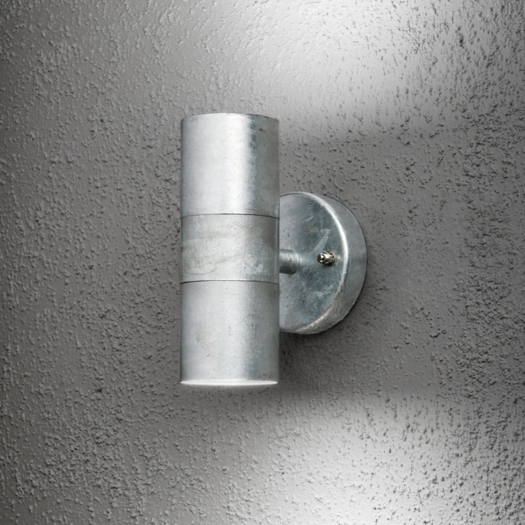 Konstsmide Modena Outdoor Twin Wall Light Galvanised Steel – from Amos Lighting + Home
