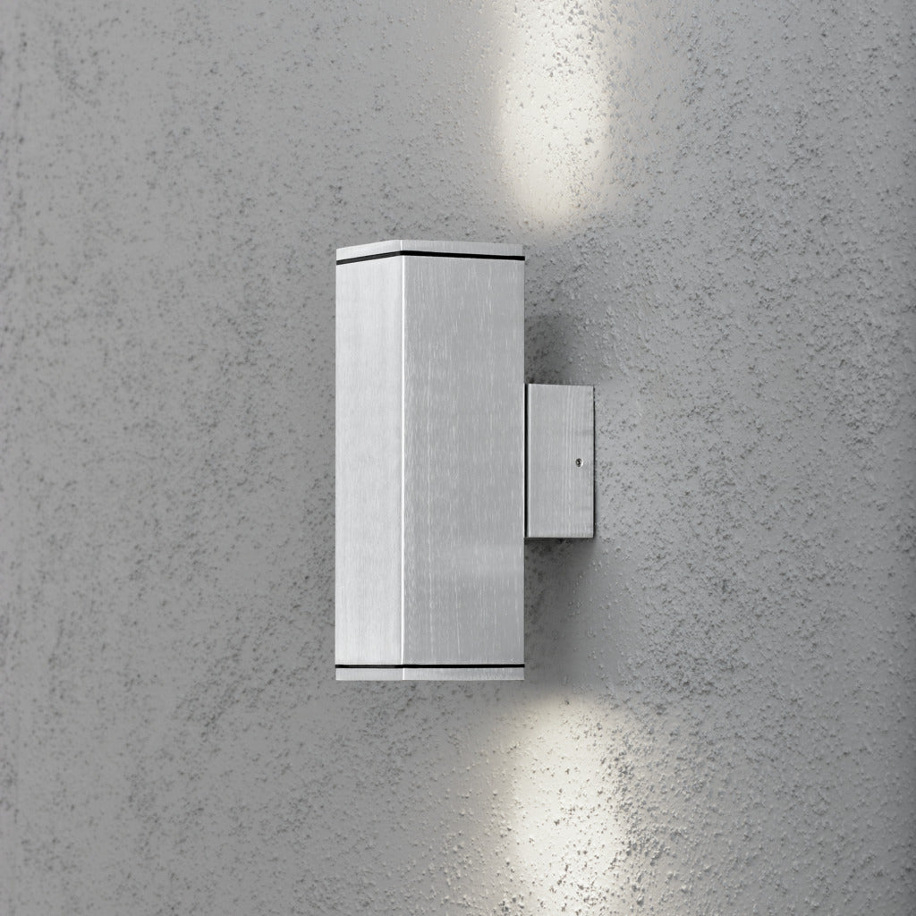 Konstsmide Monza Outdoor Twin Wall Light Anodised Aluminium – from Amos Lighting + Home