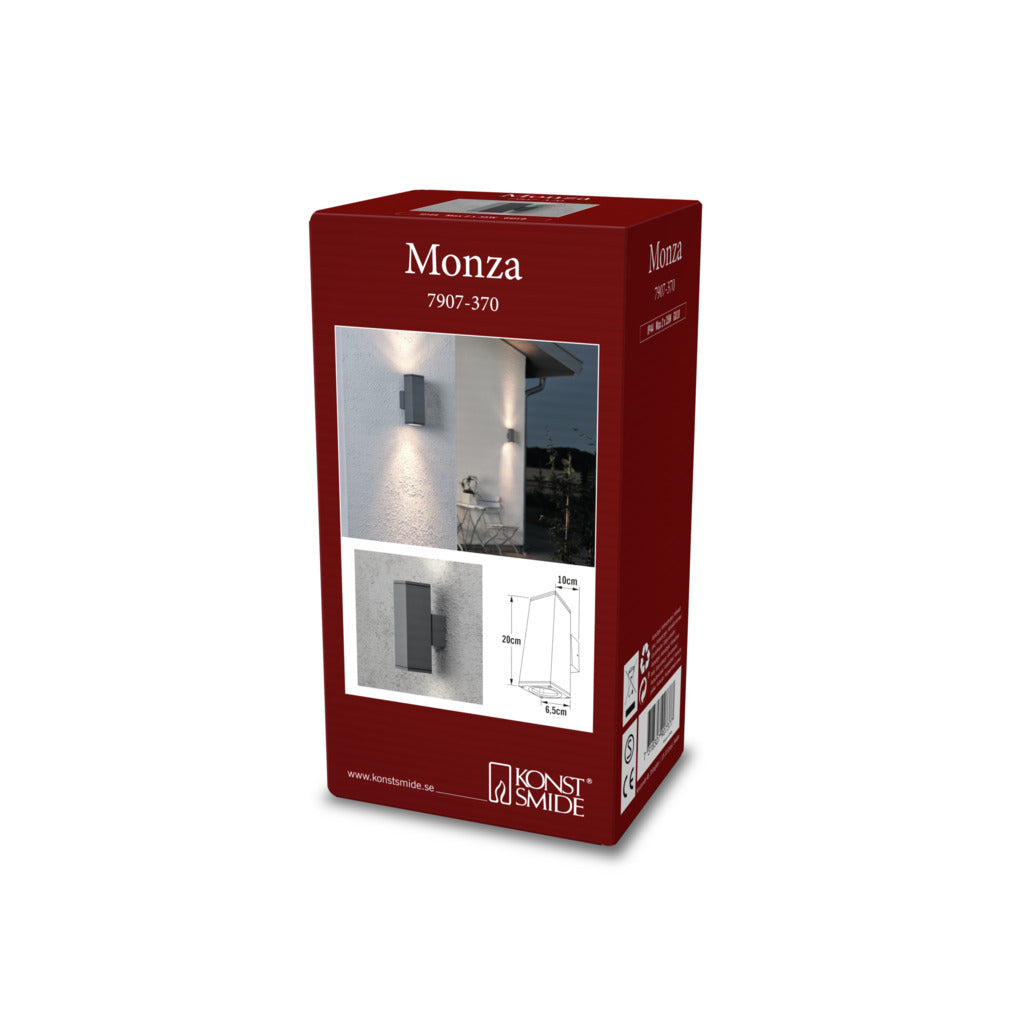 Konstsmide Monza Outdoor Twin Wall Light Anthracite Grey – from Amos Lighting + Home