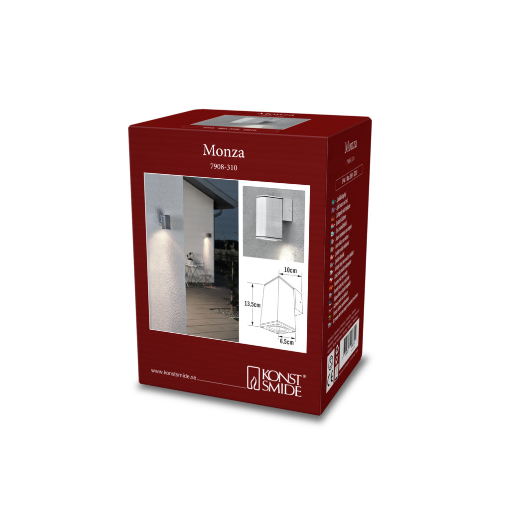 Konstsmide Monza Outdoor Wall Light Anodised Aluminium – from Amos Lighting + Home