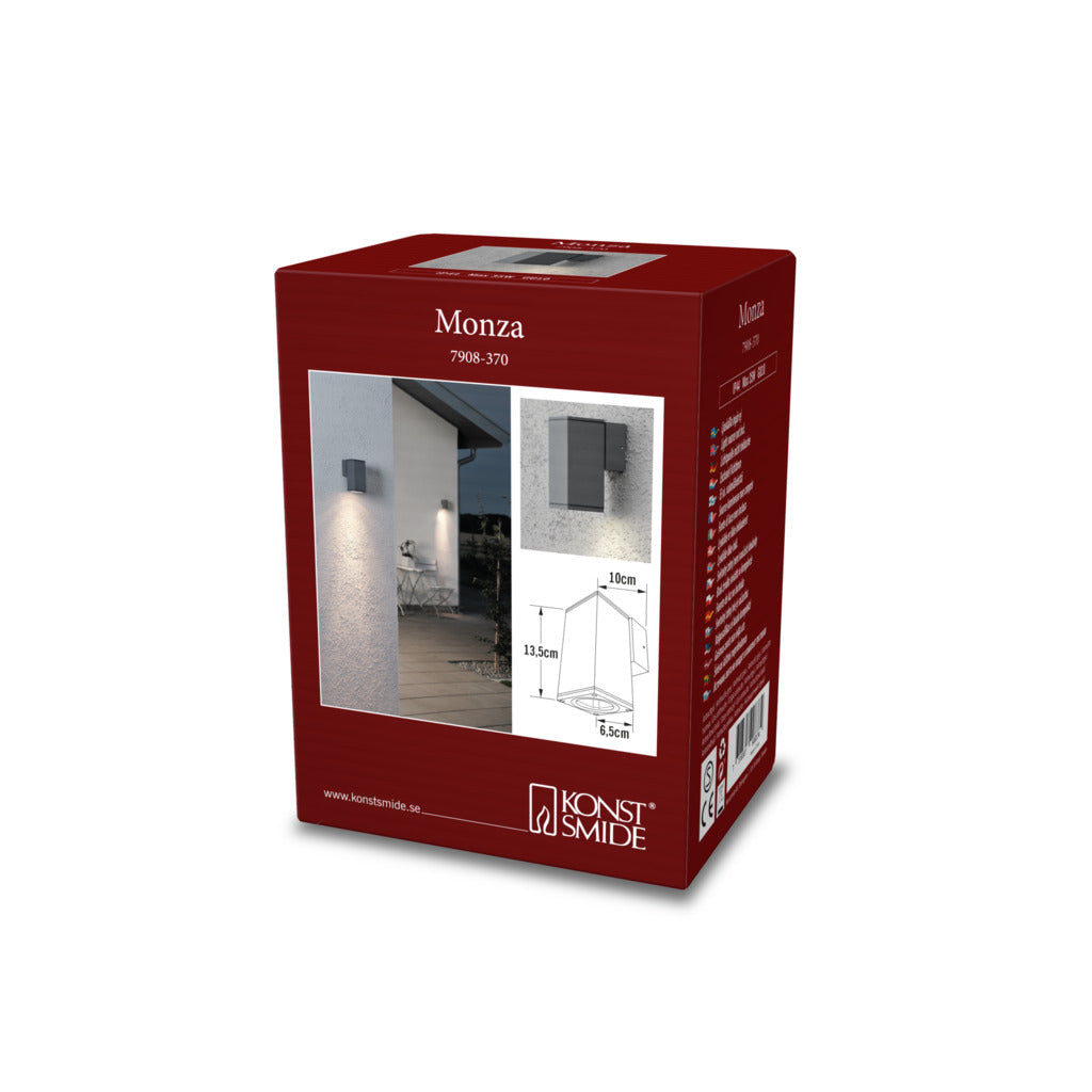 Konstsmide Monza Outdoor Wall Light Anthracite Grey – from Amos Lighting + Home