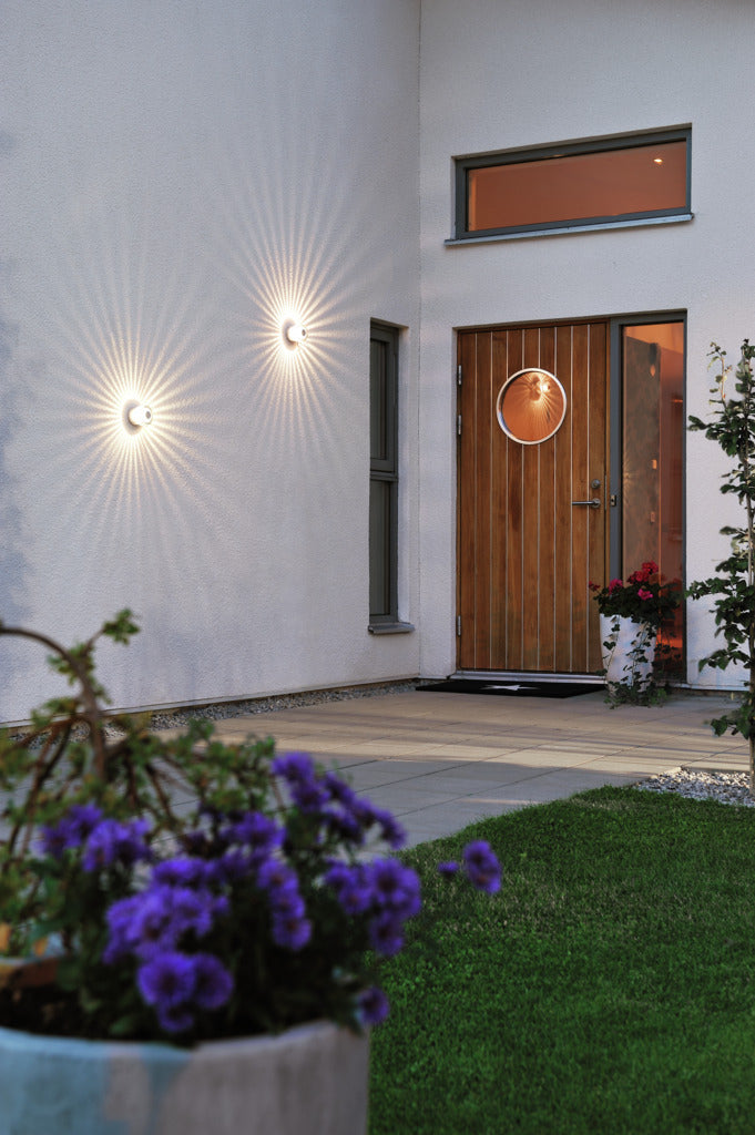 Konstsmide Monza Round Outdoor LED Wall Light Anodised – from Amos Lighting + Home