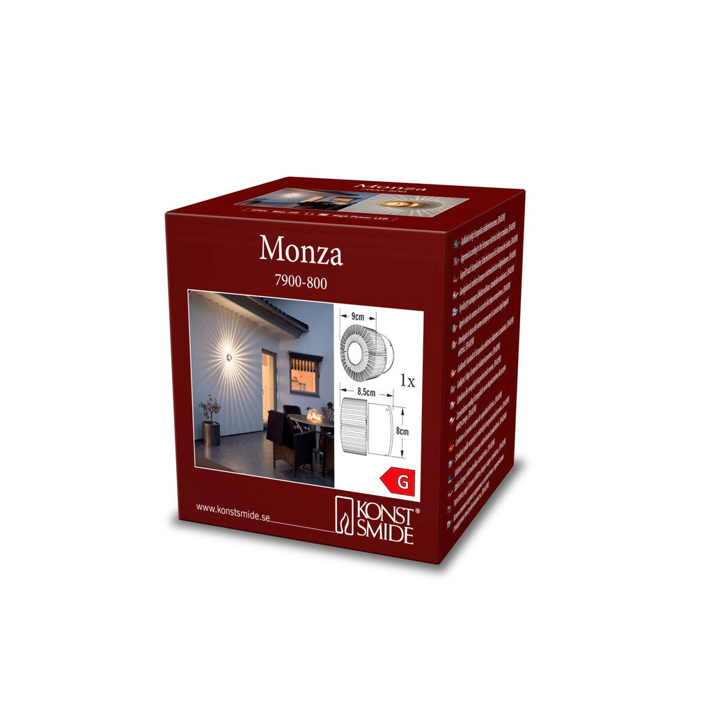 Konstsmide Monza Round Outdoor LED Wall Light Brass – from Amos Lighting + Home