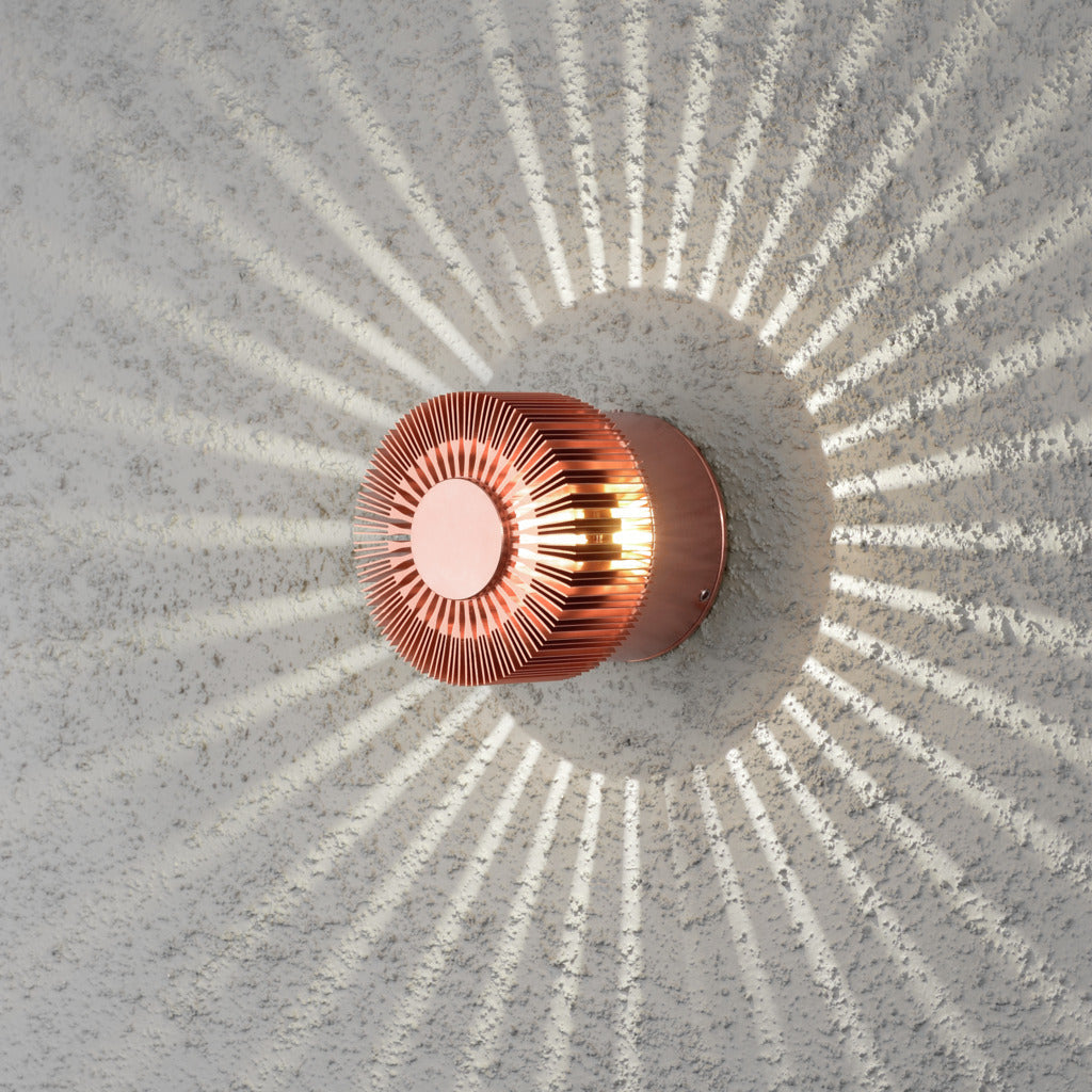 Konstsmide Monza Round Outdoor LED Wall Light Copper – from Amos Lighting + Home