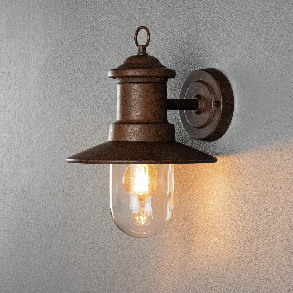 Konstsmide Napoli Outdoor Wall Light Rust Coloured IP44 – from Amos Lighting + Home