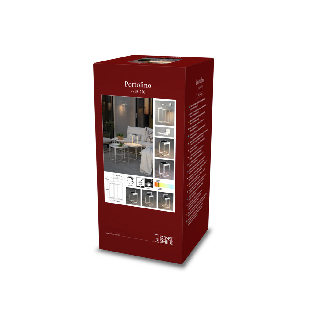 Konstsmide Portofino Outdoor Solar/USB Rechargeable Lamp White – from Amos Lighting + Home