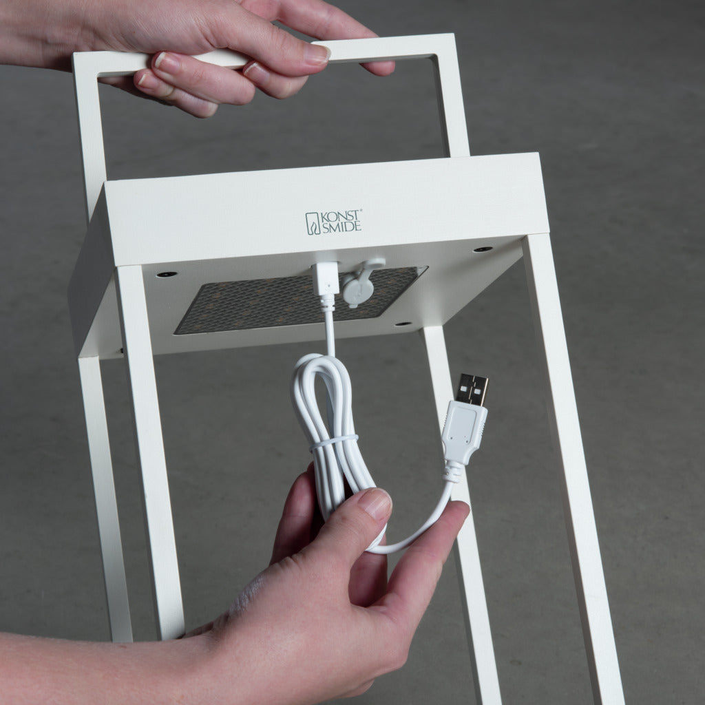 Konstsmide Portofino Outdoor Solar/USB Rechargeable Lamp White – from Amos Lighting + Home