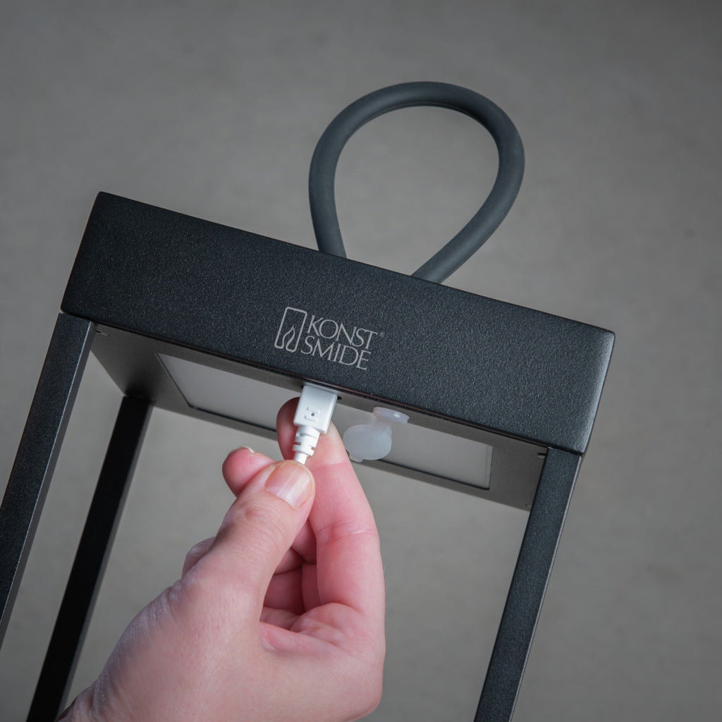 Konstsmide Ravello Outdoor USB Rechargeable Lamp Large Black – from Amos Lighting + Home