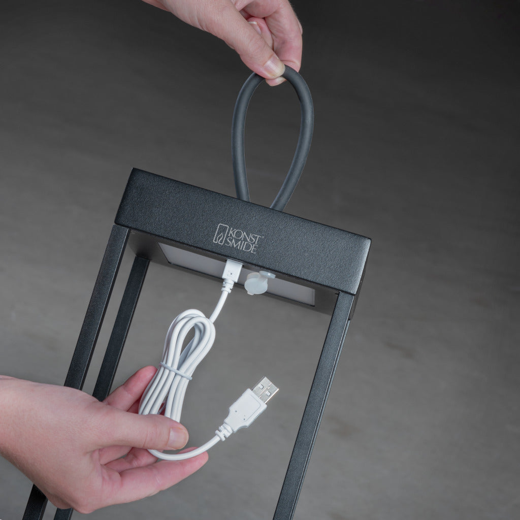 Konstsmide Ravello Outdoor USB Rechargeable Lamp Small Black – from Amos Lighting + Home