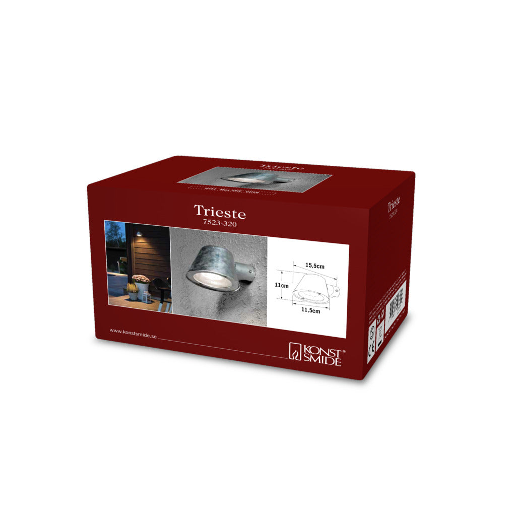 Konstsmide Trieste Outdoor Wall Light Galvanised – from Amos Lighting + Home