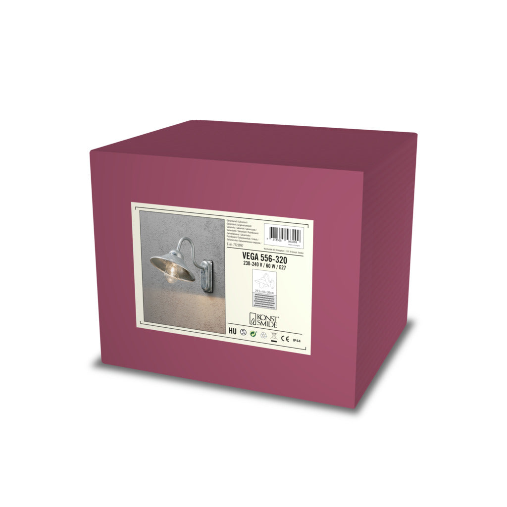 Konstsmide Vega Outdoor Wall Light Galvanised – from Amos Lighting + Home