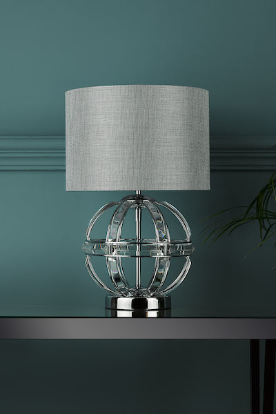 Laura Ashley Aidan Glass & Polished Chrome Globe Table Lamp with Shade – from Amos Lighting + Home